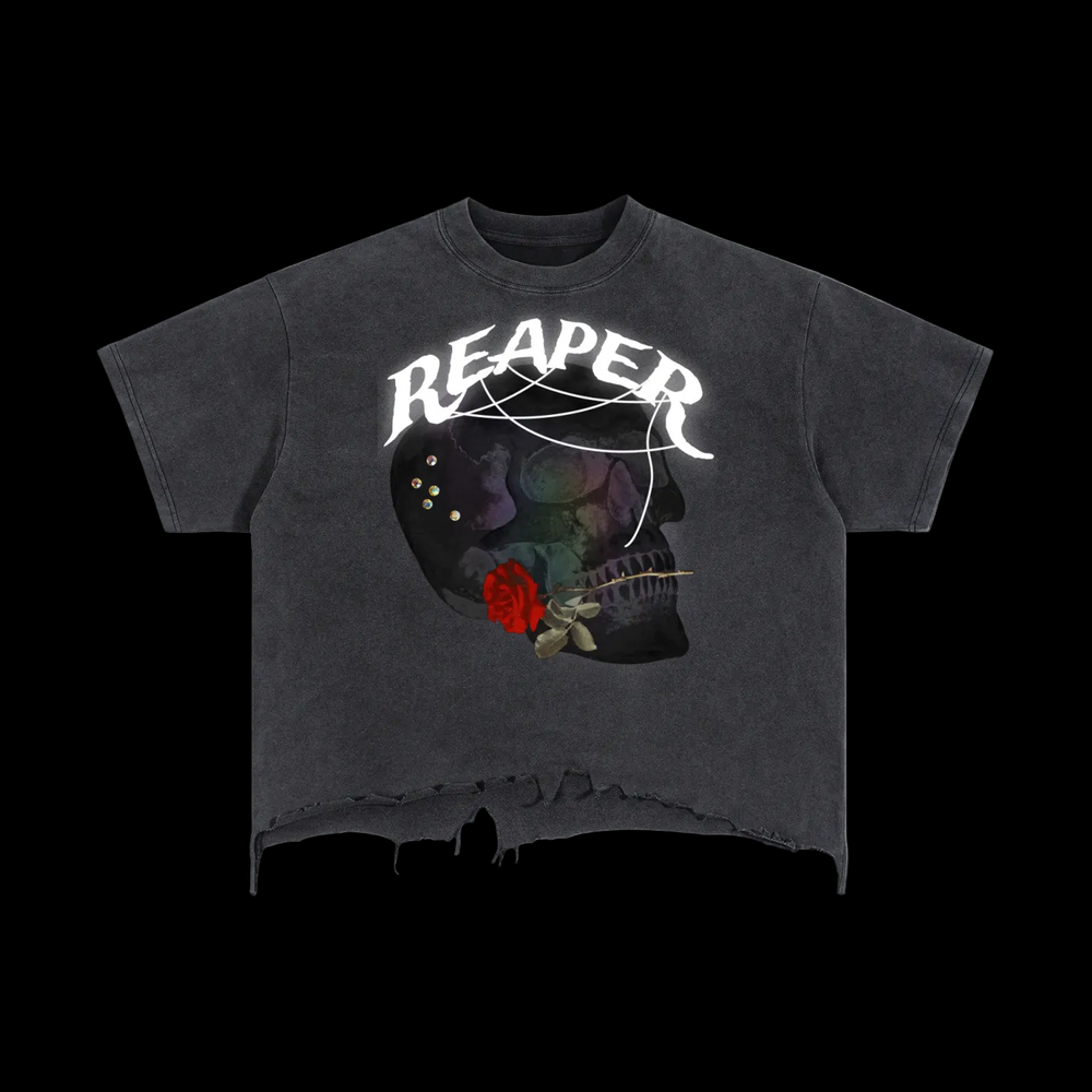‘REAPER’ BOXY DISTRESSED TEE - ReaperXO