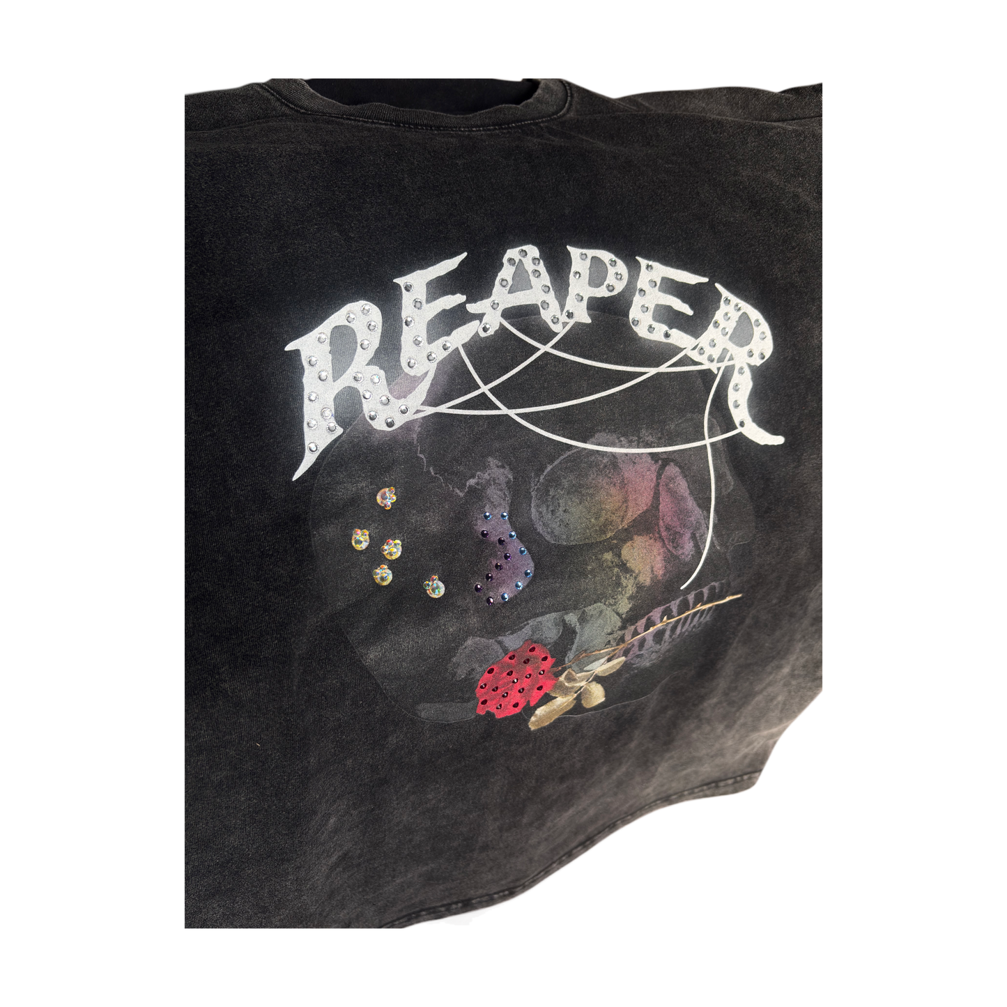 ‘REAPER’ RHINESTONE OVERSIZED TEE (SMALL)